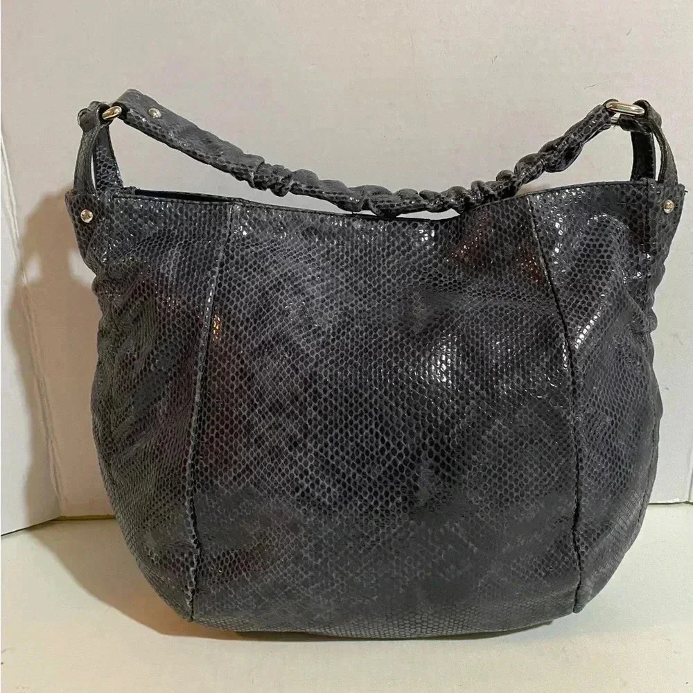 Furla gray snake skin leather hobo handbag